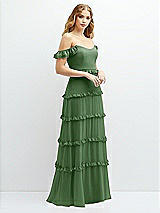 Alt View 2 Thumbnail - Vineyard Green Tiered Chiffon Maxi A-line Dress with Convertible Ruffle Straps