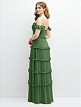 Alt View 3 Thumbnail - Vineyard Green Tiered Chiffon Maxi A-line Dress with Convertible Ruffle Straps