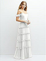 Alt View 2 Thumbnail - White Tiered Chiffon Maxi A-line Dress with Convertible Ruffle Straps