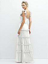 Rear View Thumbnail - White Tiered Chiffon Maxi A-line Dress with Convertible Ruffle Straps