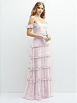 Alt View 2 Thumbnail - Watercolor Print Tiered Chiffon Maxi A-line Dress with Convertible Ruffle Straps
