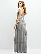 Rear View Thumbnail - Chelsea Gray Modern Regency Chiffon Tiered Maxi Dress with Tie-Back