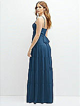 Rear View Thumbnail - Dusk Blue Modern Regency Chiffon Tiered Maxi Dress with Tie-Back