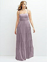 Front View Thumbnail - Lilac Dusk Modern Regency Chiffon Tiered Maxi Dress with Tie-Back