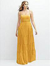 Front View Thumbnail - NYC Yellow Modern Regency Chiffon Tiered Maxi Dress with Tie-Back