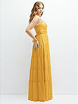 Side View Thumbnail - NYC Yellow Modern Regency Chiffon Tiered Maxi Dress with Tie-Back