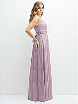 Side View Thumbnail - Suede Rose Modern Regency Chiffon Tiered Maxi Dress with Tie-Back