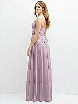Rear View Thumbnail - Suede Rose Modern Regency Chiffon Tiered Maxi Dress with Tie-Back