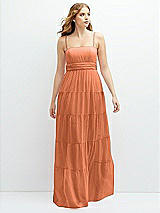 Front View Thumbnail - Sweet Melon Modern Regency Chiffon Tiered Maxi Dress with Tie-Back
