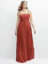 Front View Thumbnail - Amber Sunset Modern Regency Chiffon Tiered Maxi Dress with Tie-Back