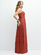 Side View Thumbnail - Amber Sunset Modern Regency Chiffon Tiered Maxi Dress with Tie-Back