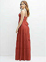 Rear View Thumbnail - Amber Sunset Modern Regency Chiffon Tiered Maxi Dress with Tie-Back