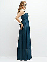 Side View Thumbnail - Atlantic Blue Modern Regency Chiffon Tiered Maxi Dress with Tie-Back