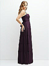 Side View Thumbnail - Aubergine Modern Regency Chiffon Tiered Maxi Dress with Tie-Back