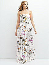 Front View Thumbnail - Butterfly Botanica Ivory Modern Regency Chiffon Tiered Maxi Dress with Tie-Back