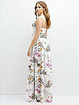 Rear View Thumbnail - Butterfly Botanica Ivory Modern Regency Chiffon Tiered Maxi Dress with Tie-Back
