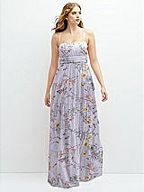 Front View Thumbnail - Butterfly Botanica Silver Dove Modern Regency Chiffon Tiered Maxi Dress with Tie-Back