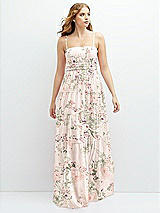 Front View Thumbnail - Blush Garden Modern Regency Chiffon Tiered Maxi Dress with Tie-Back