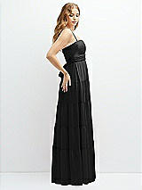 Side View Thumbnail - Black Modern Regency Chiffon Tiered Maxi Dress with Tie-Back