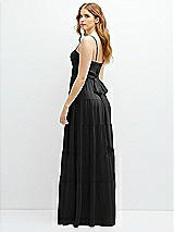 Rear View Thumbnail - Black Modern Regency Chiffon Tiered Maxi Dress with Tie-Back