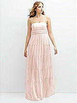 Front View Thumbnail - Blush Modern Regency Chiffon Tiered Maxi Dress with Tie-Back