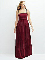 Front View Thumbnail - Burgundy Modern Regency Chiffon Tiered Maxi Dress with Tie-Back