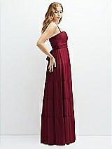 Side View Thumbnail - Burgundy Modern Regency Chiffon Tiered Maxi Dress with Tie-Back