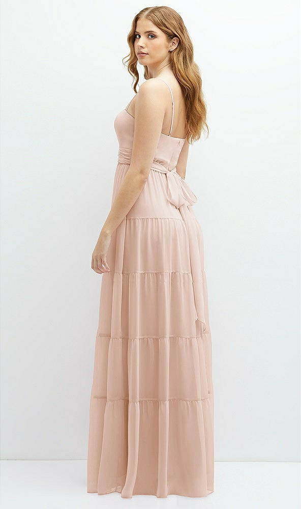 Back View - Cameo Modern Regency Chiffon Tiered Maxi Dress with Tie-Back