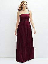 Front View Thumbnail - Cabernet Modern Regency Chiffon Tiered Maxi Dress with Tie-Back