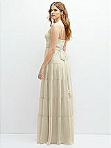 Rear View Thumbnail - Champagne Modern Regency Chiffon Tiered Maxi Dress with Tie-Back