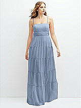 Front View Thumbnail - Cloudy Modern Regency Chiffon Tiered Maxi Dress with Tie-Back