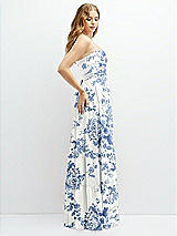 Side View Thumbnail - Cottage Rose Dusk Blue Modern Regency Chiffon Tiered Maxi Dress with Tie-Back