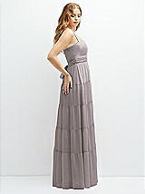 Side View Thumbnail - Cashmere Gray Modern Regency Chiffon Tiered Maxi Dress with Tie-Back