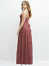 Rear View Thumbnail - English Rose Modern Regency Chiffon Tiered Maxi Dress with Tie-Back