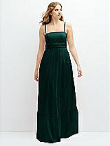 Front View Thumbnail - Evergreen Modern Regency Chiffon Tiered Maxi Dress with Tie-Back