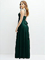 Rear View Thumbnail - Evergreen Modern Regency Chiffon Tiered Maxi Dress with Tie-Back