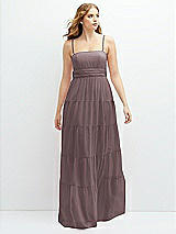 Front View Thumbnail - French Truffle Modern Regency Chiffon Tiered Maxi Dress with Tie-Back