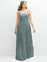 Front View Thumbnail - Icelandic Modern Regency Chiffon Tiered Maxi Dress with Tie-Back