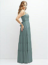 Side View Thumbnail - Icelandic Modern Regency Chiffon Tiered Maxi Dress with Tie-Back