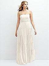 Front View Thumbnail - Ivory Modern Regency Chiffon Tiered Maxi Dress with Tie-Back