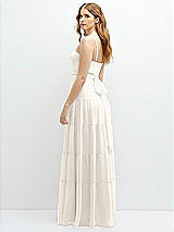 Rear View Thumbnail - Ivory Modern Regency Chiffon Tiered Maxi Dress with Tie-Back