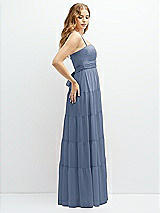 Side View Thumbnail - Larkspur Blue Modern Regency Chiffon Tiered Maxi Dress with Tie-Back