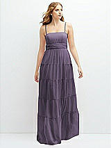 Front View Thumbnail - Lavender Modern Regency Chiffon Tiered Maxi Dress with Tie-Back