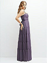 Side View Thumbnail - Lavender Modern Regency Chiffon Tiered Maxi Dress with Tie-Back