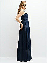 Side View Thumbnail - Midnight Navy Modern Regency Chiffon Tiered Maxi Dress with Tie-Back