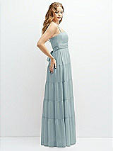 Side View Thumbnail - Morning Sky Modern Regency Chiffon Tiered Maxi Dress with Tie-Back