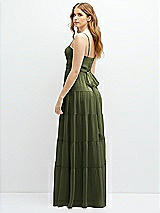 Rear View Thumbnail - Olive Green Modern Regency Chiffon Tiered Maxi Dress with Tie-Back
