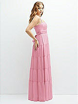 Side View Thumbnail - Peony Pink Modern Regency Chiffon Tiered Maxi Dress with Tie-Back