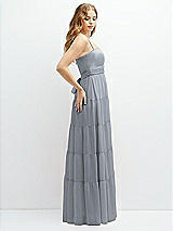 Side View Thumbnail - Platinum Modern Regency Chiffon Tiered Maxi Dress with Tie-Back