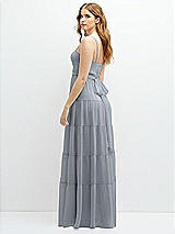 Rear View Thumbnail - Platinum Modern Regency Chiffon Tiered Maxi Dress with Tie-Back